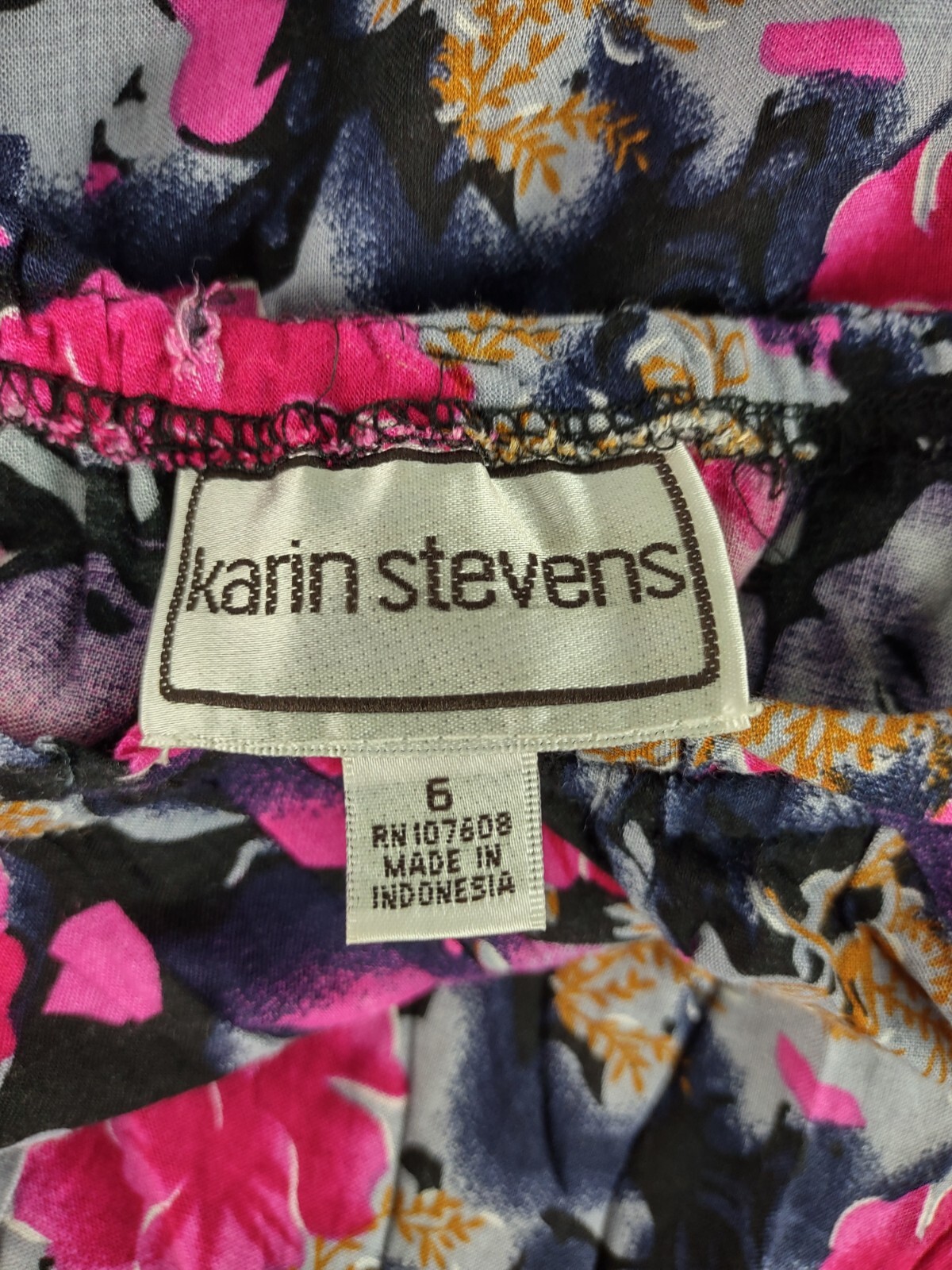 Karin Stevens Women’s Pink, Gray, Black Floral Sleeveless Midi Dress Size 6