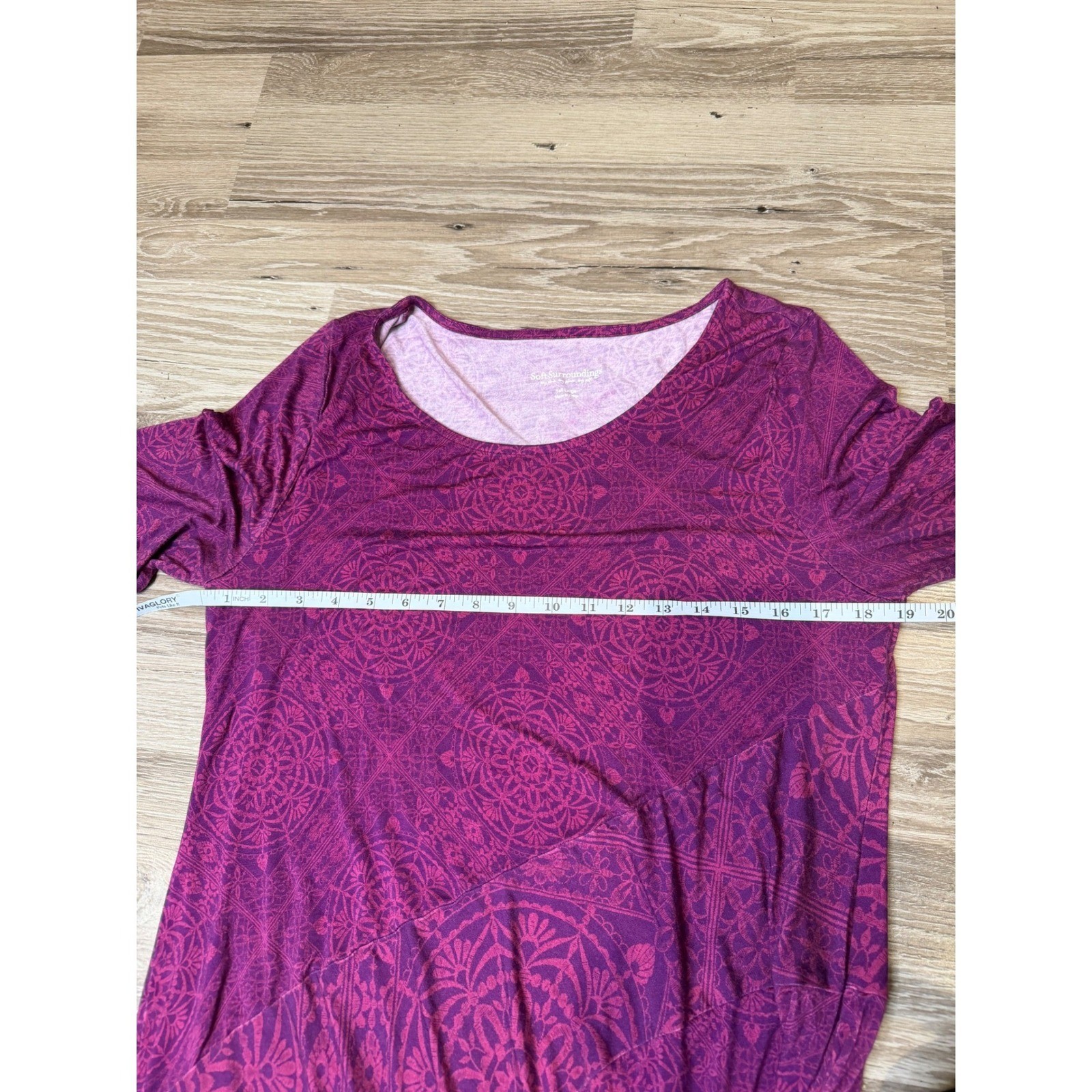 Soft Surroundings Tall Large Purple Mandala Print Maxi Dress Elbow Sleeve Summer