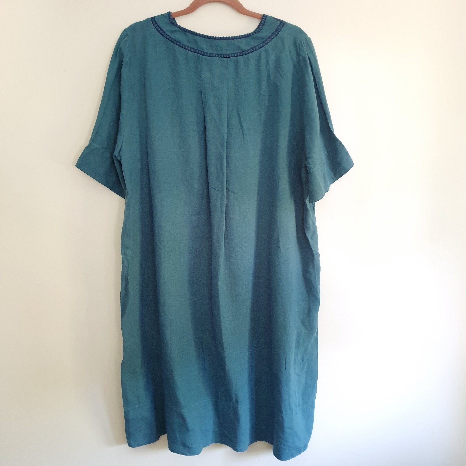 Zyga Lin Laundry Linen Smock Dress Size 42 Fit UK 14 Isadora Embroidery Relaxed