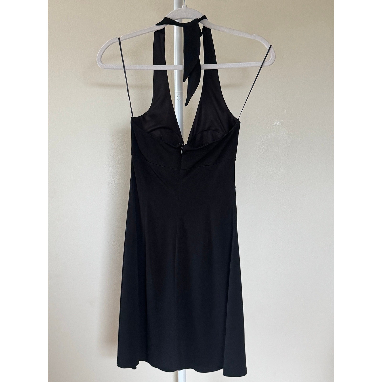 VTG Y2K Cache Brown Belted Black Halter Dress Sz S Whimsigoth Dark Romantic