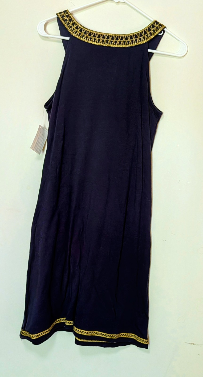 I.N.C. International Concepts Shift Dress Scoop Neck Sleeveless Knee Navy Gold M
