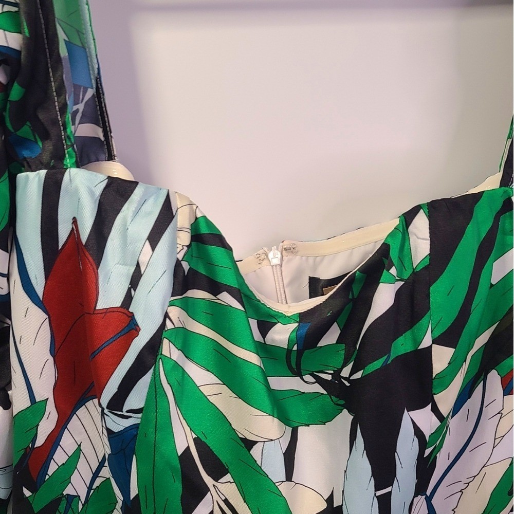 Alexia admor green white red multicolor floral off the shoulder dress size 12
