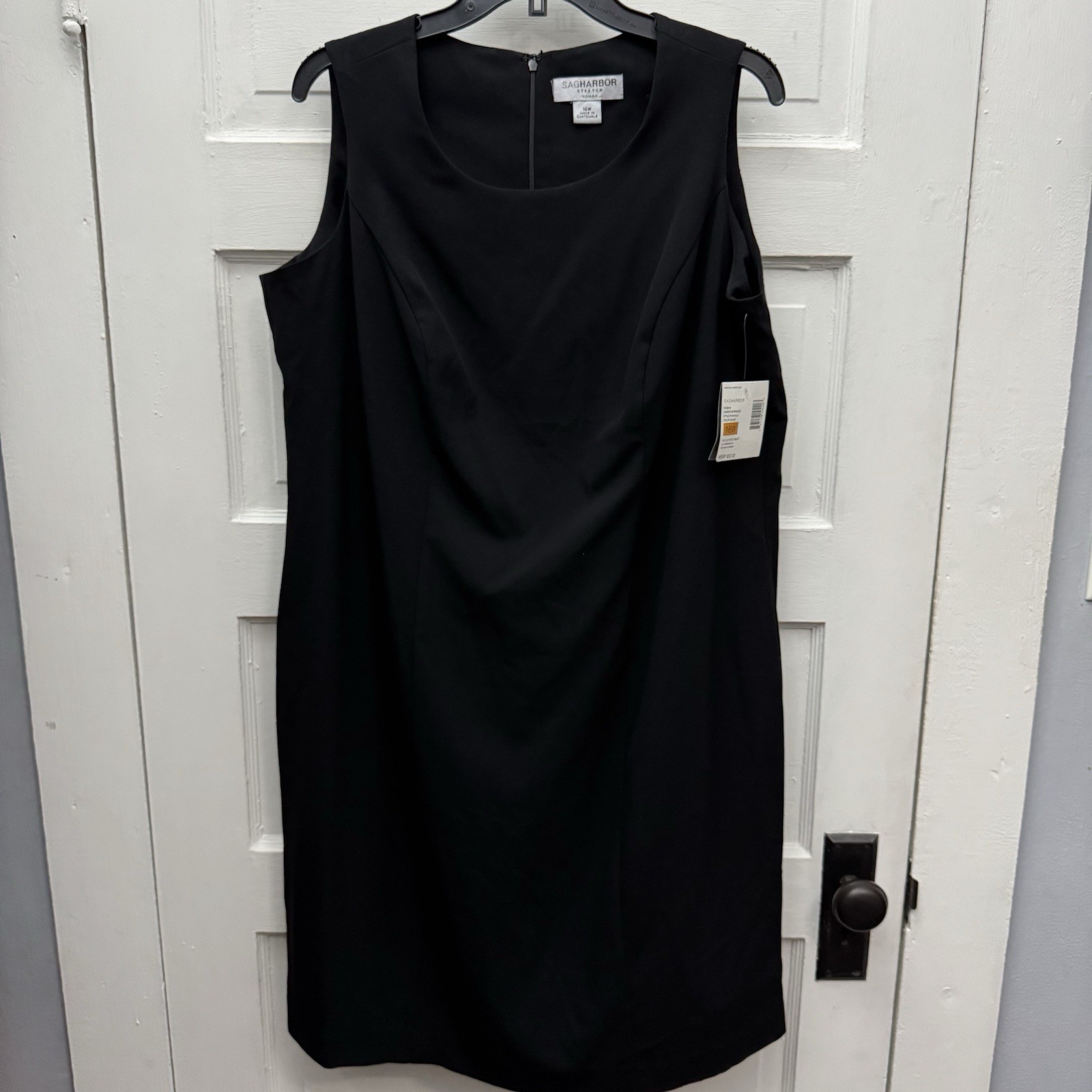 Sag Harbor Stretch 16W Black Sheath Dress Sleeveless Career Office Plus Size NWT