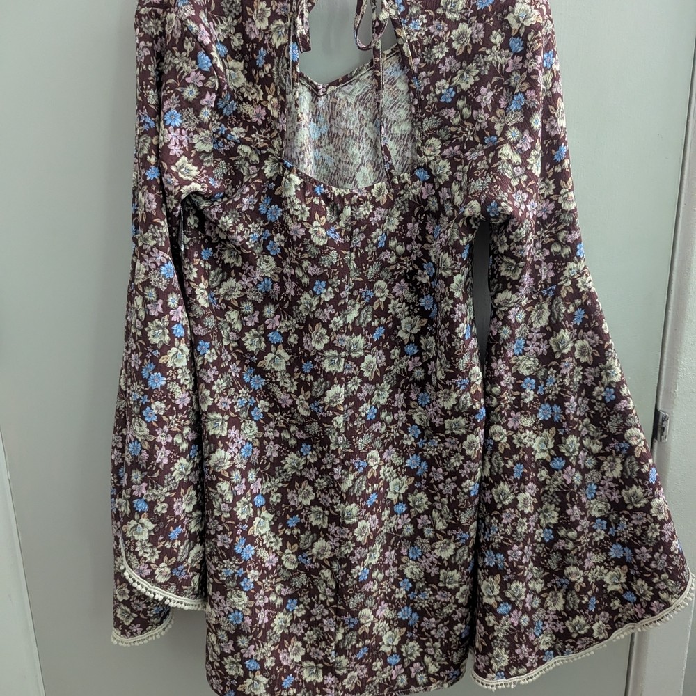 Poema Vibrant Patterned Cottage Core Bohemian Dress Medium Floral Fairy Whimsy