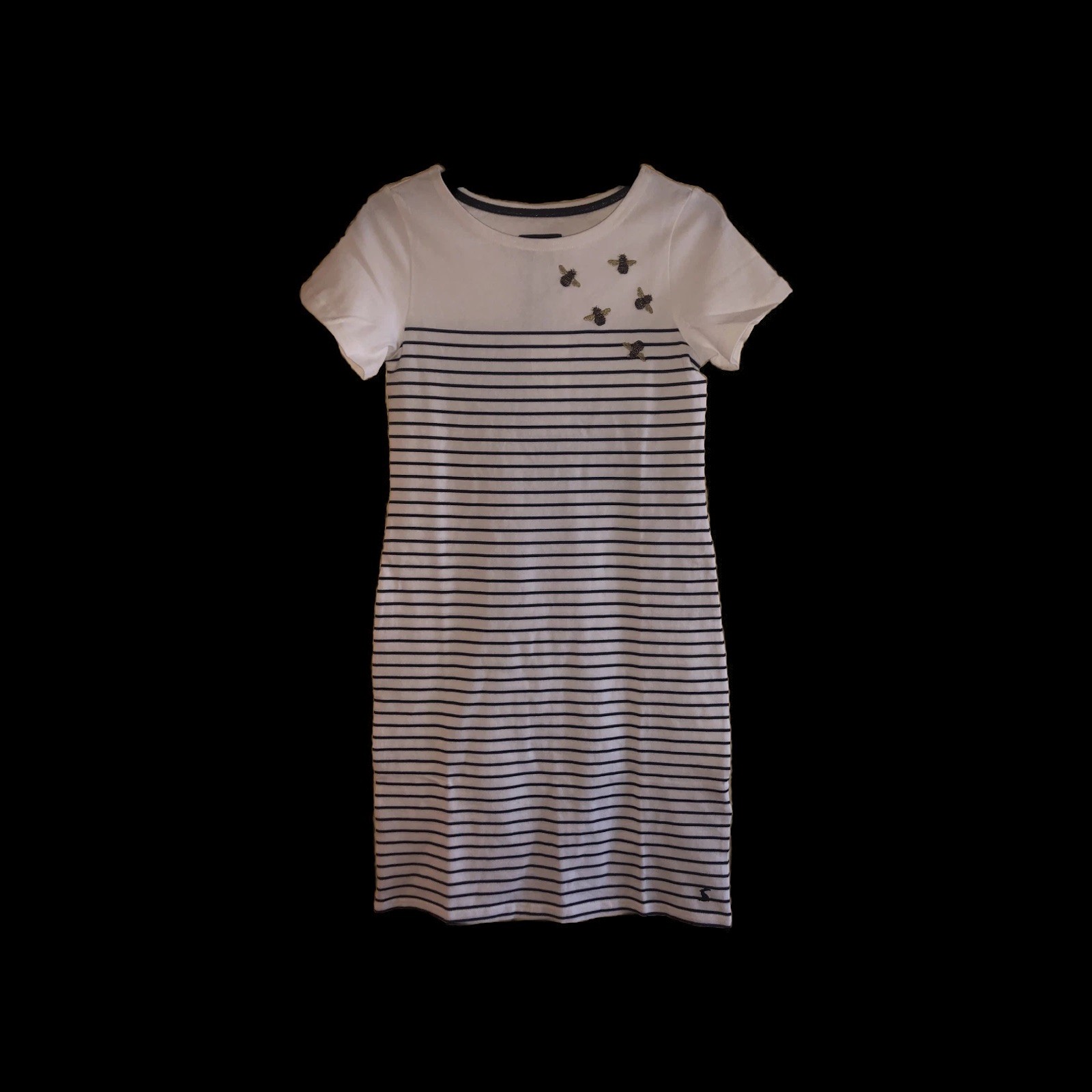 Joules Womens Riviera Embroidered Short Slv Stripe Jersey Dress Bees UK 6 US 2