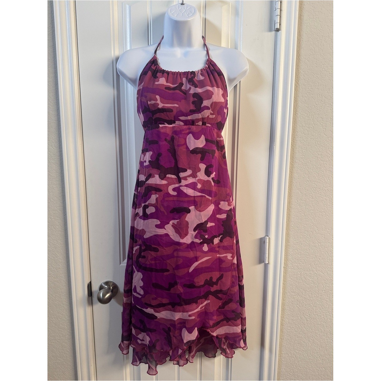 Purple Camo Halter Sundress silk dress