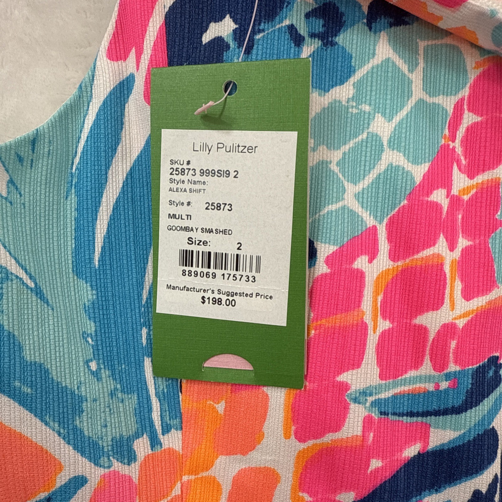 NWT $198 Lilly Pulitzer ALEXA Multi Goombay Smashed Shift Dress Womans Sz 2 New