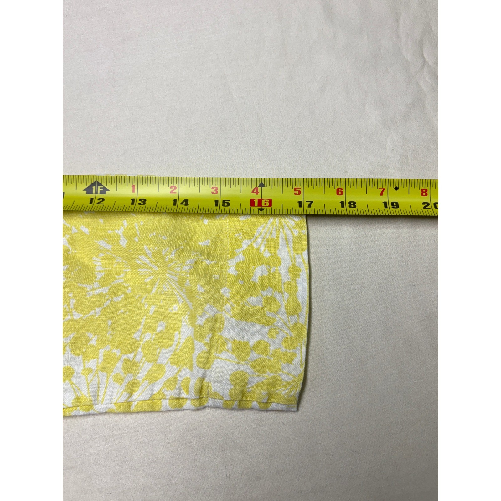 Boden Yellow White Linen Floral A-Line Dress 3/4 Sleeve Notched V-Neck US 4L