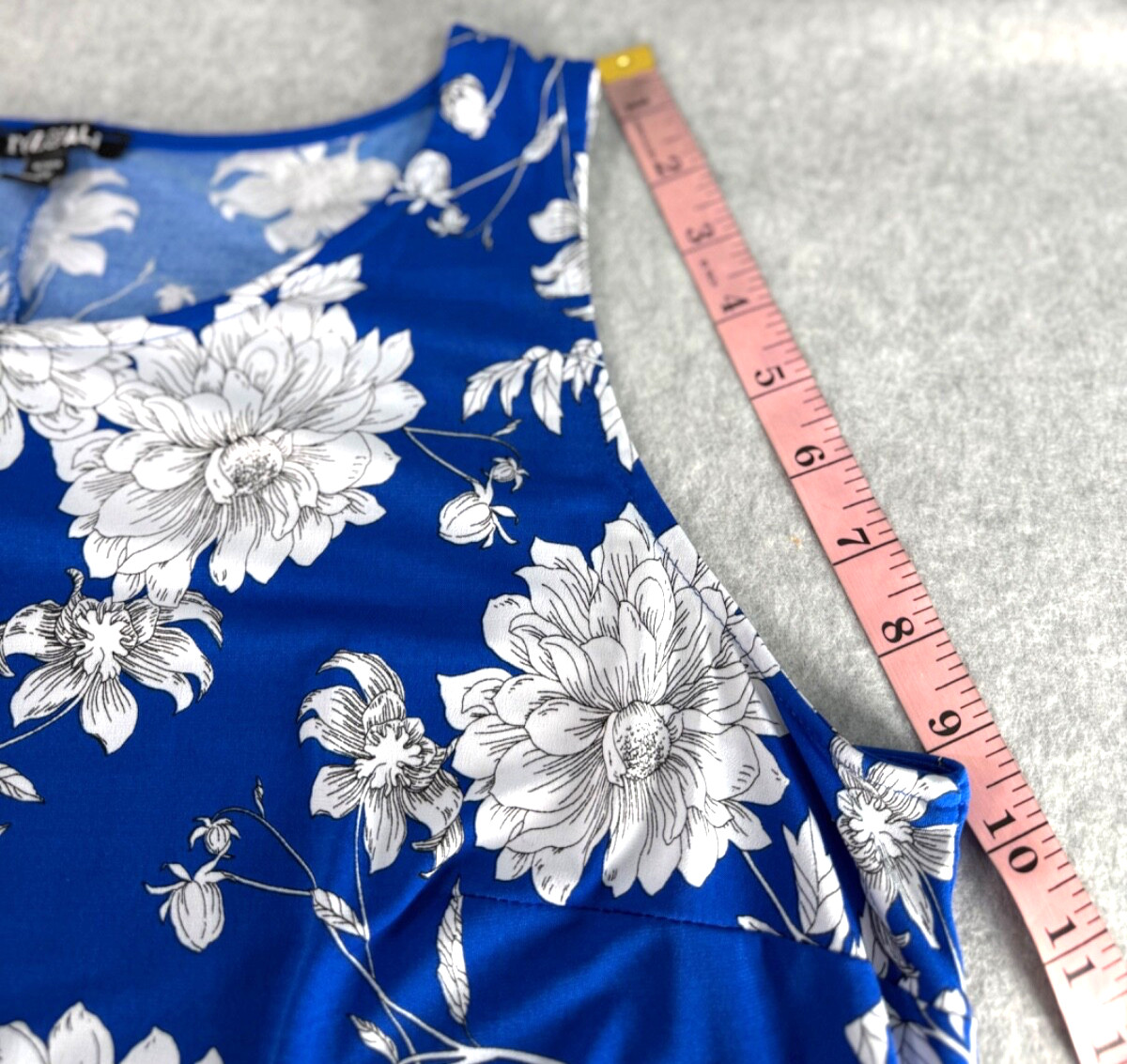 Roz & Ali Womens Dress Floral Shift Swing StretchBlue White Floral Sz 2X Pre-Own