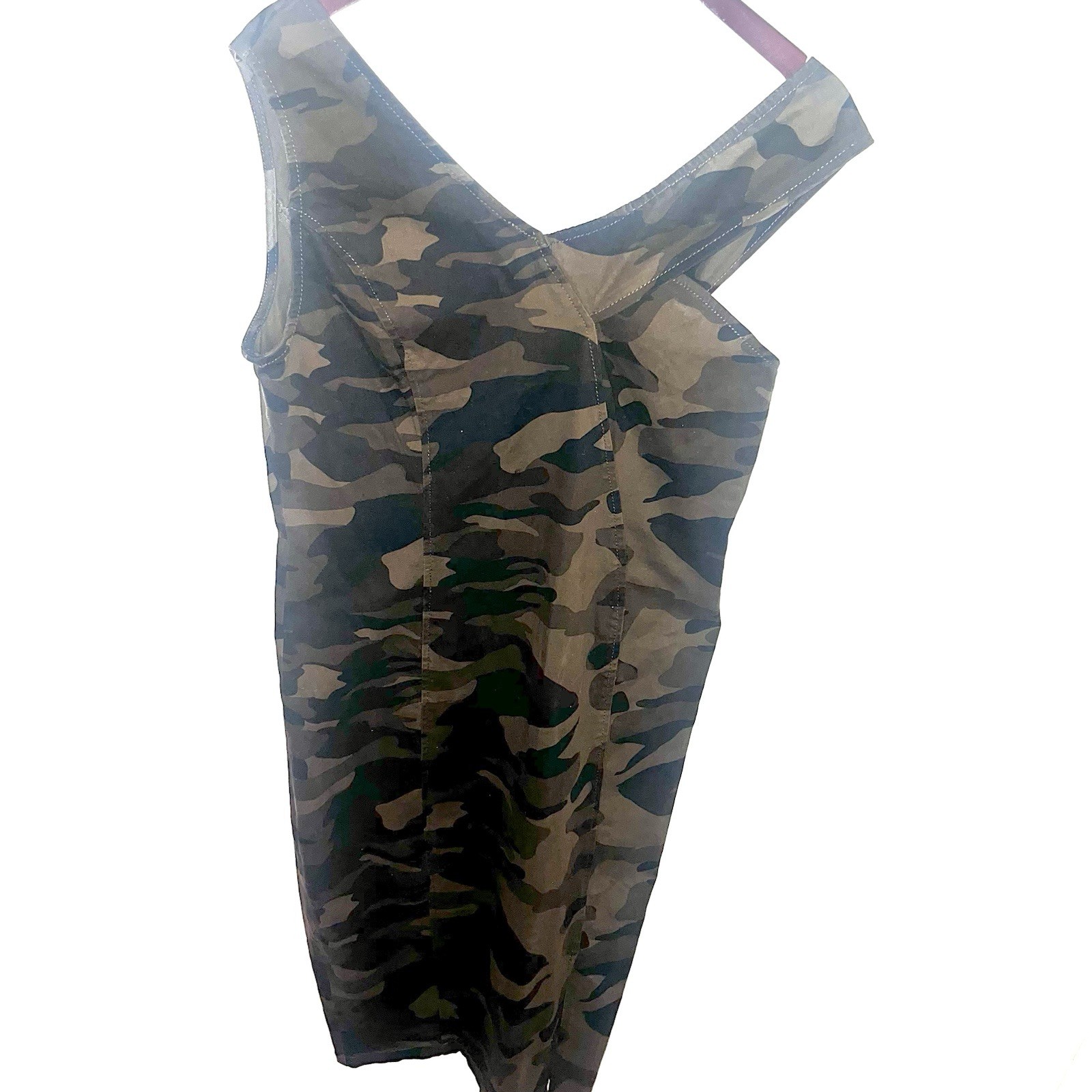 New York & Company One-Shoulder Olive Camo Bodycon Dress Sz Medium