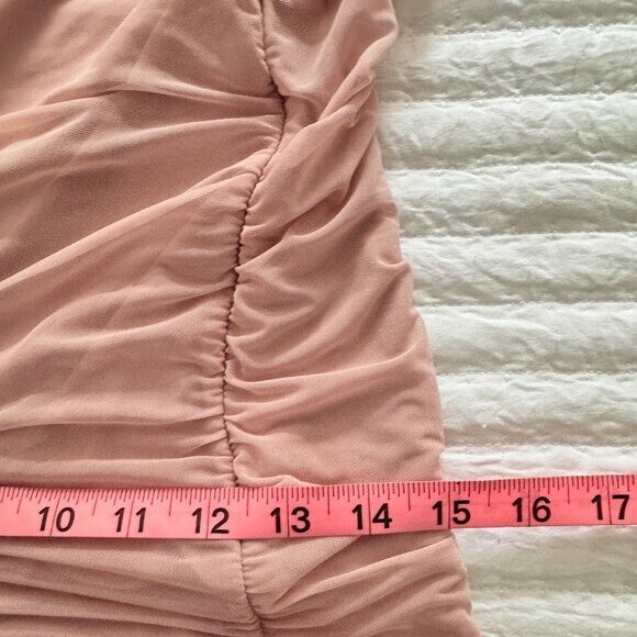 OH POLLY cowl neck ruched bodycon form fitting mini dress – Pink XS -Size 0