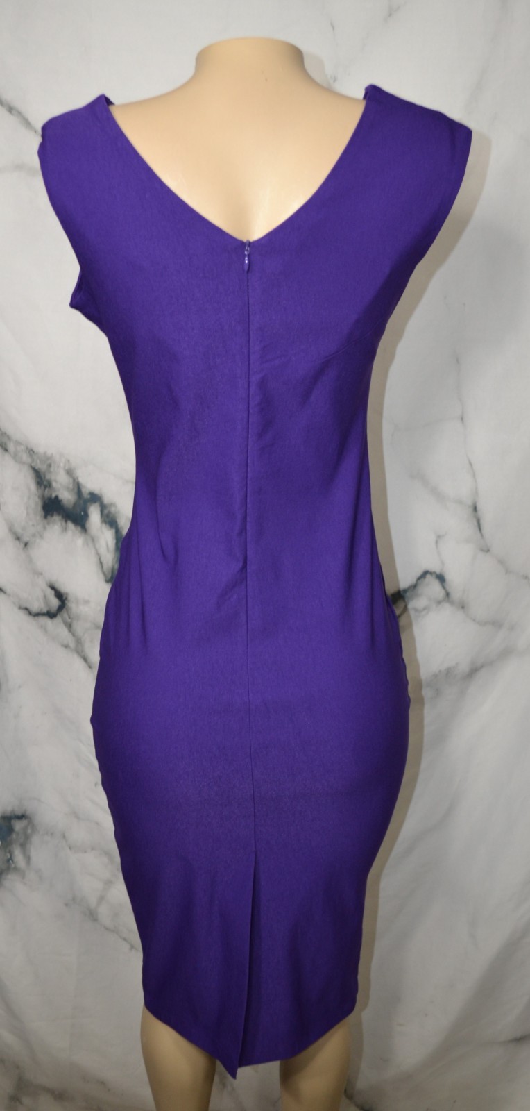 MUXXN BOUTIQUE NEW NWT Blue Asymmetrical V Neck Slight Cap Sleeve Dress Large