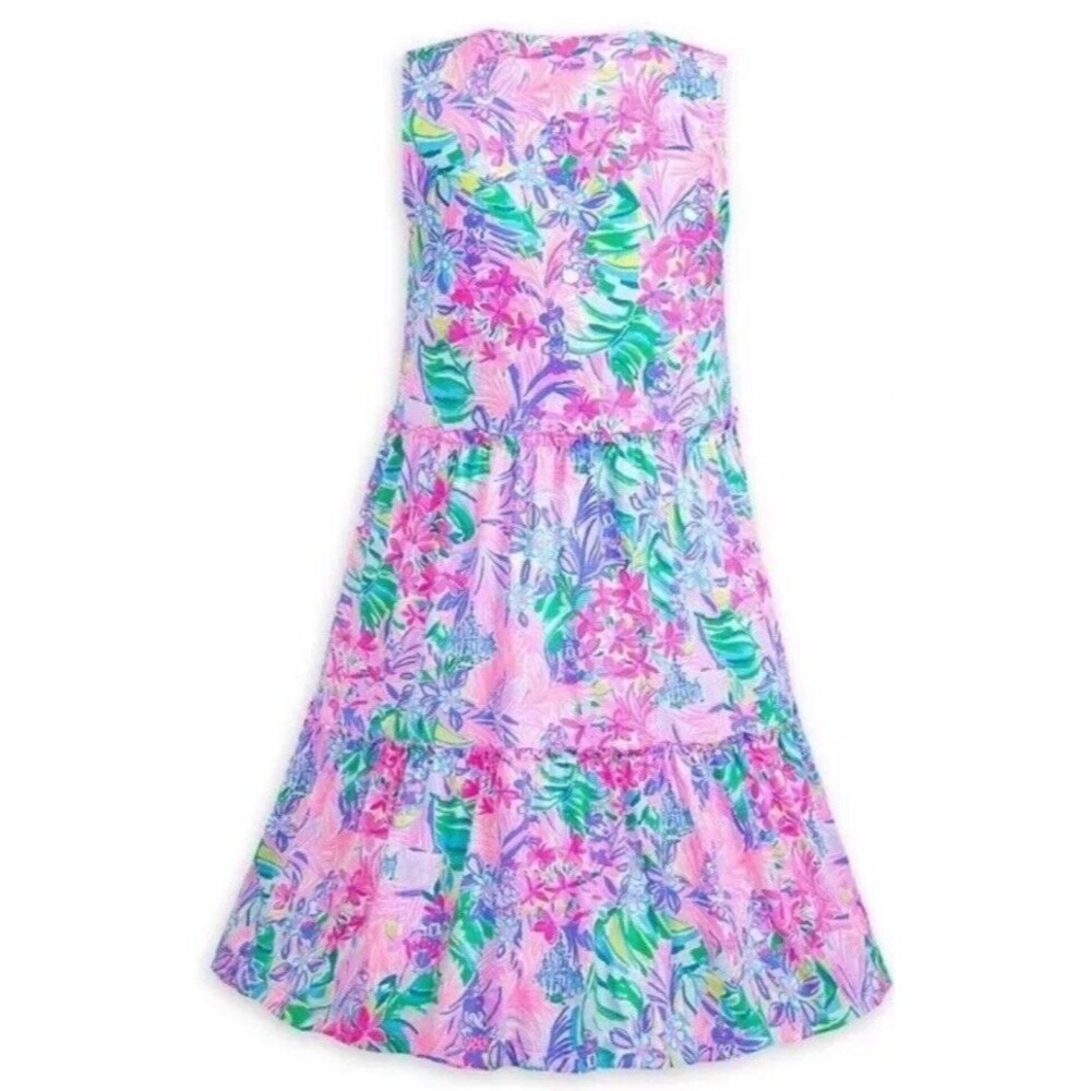 Disney Parks Lilly Pulitzer Dress Large Lorina Tiered Flowy Minnie Dai…