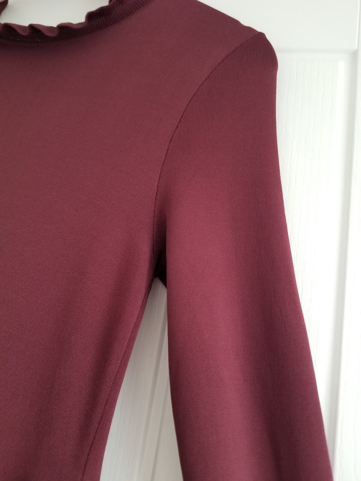 Ted Baker Zadi Midi Dress Knitted Bodice Burgundy Red Long Sleeve Size UK 12 / 3