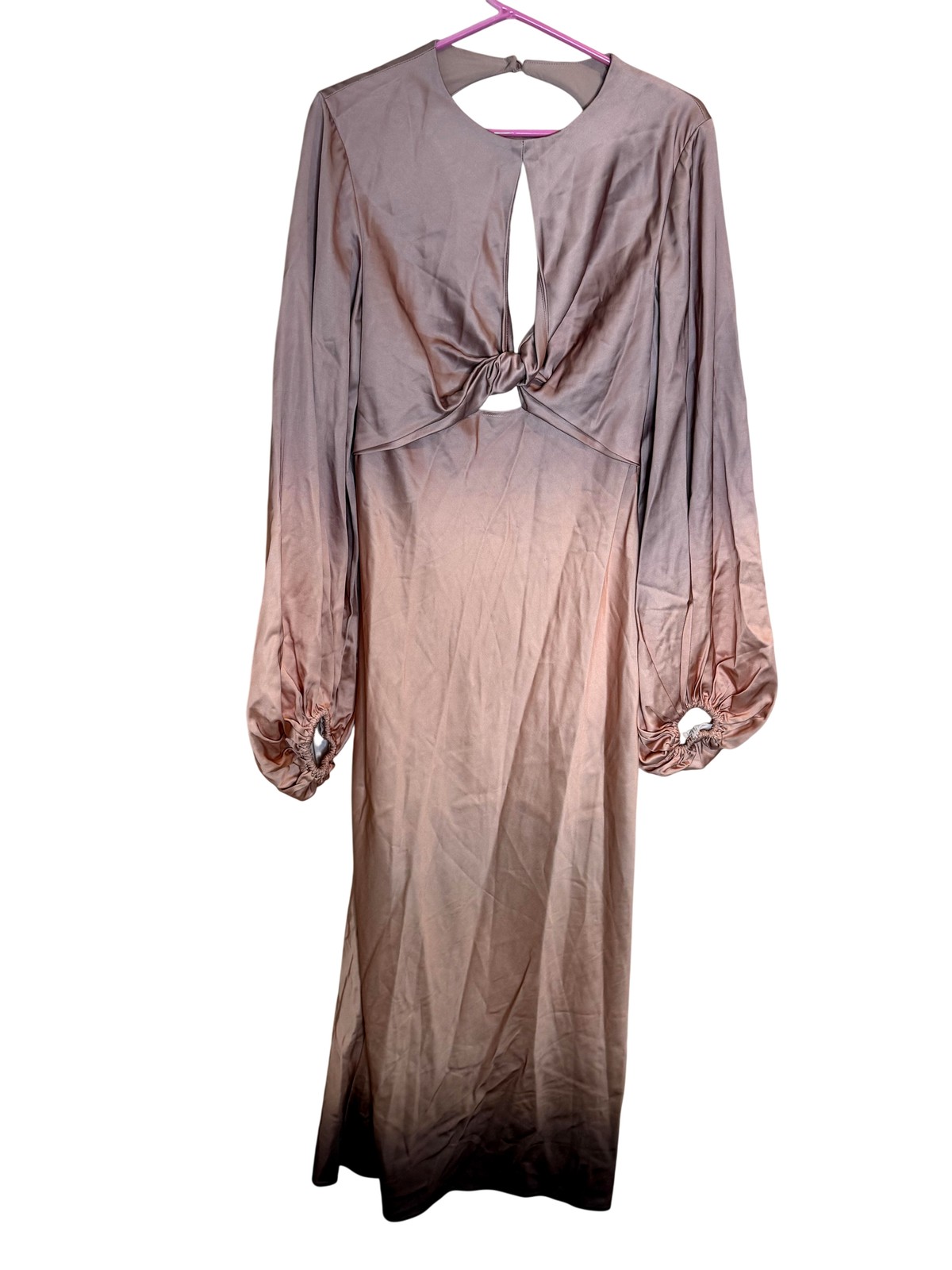 Significant Other Dress Womens 8 Pink Ombre Long Sleeve Cutout Maxi Gown Wedding