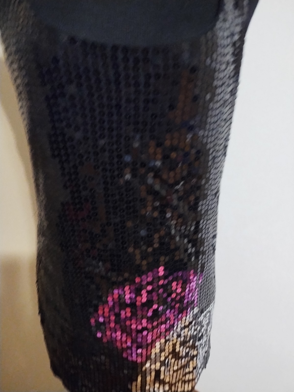 Party Evening Black, Pink and Silver Sequins Cocktail Mini Dress Women’s Sz L