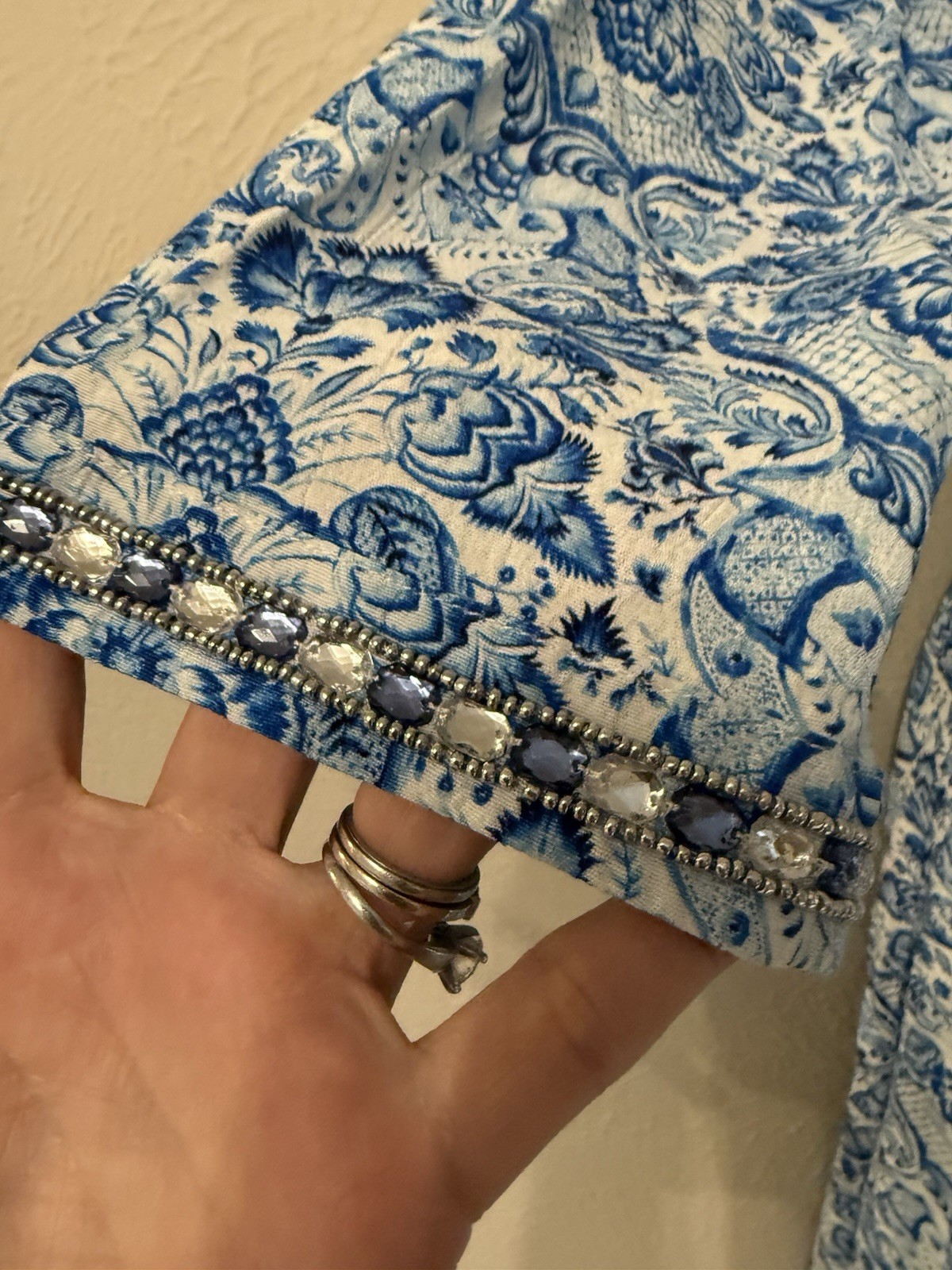 Nicoblu Shalimar Long Tunic Dress size 4 maxi Sapphire Jewel Embellishment