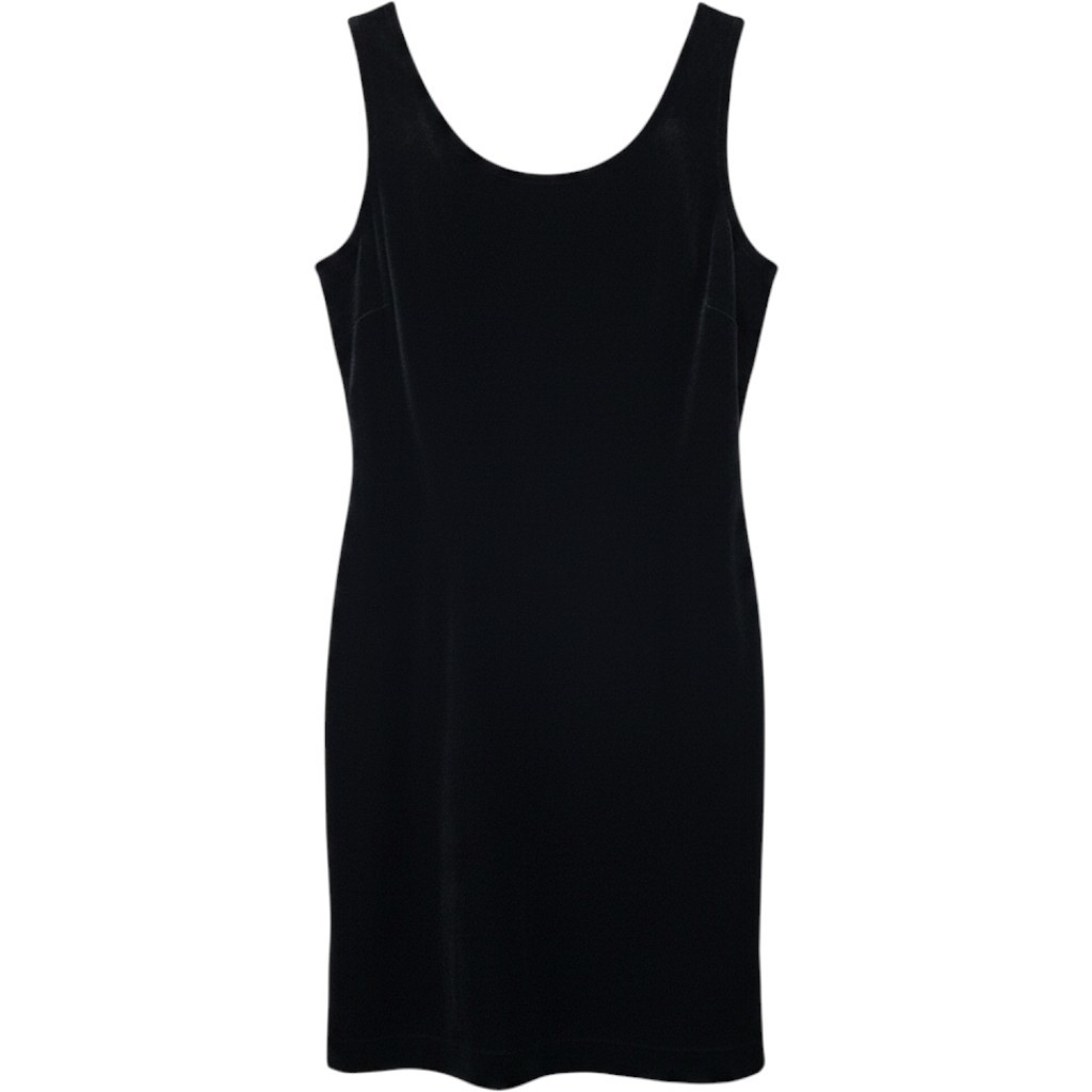 Jeffrey & Dara Velvet Mini Dress 10 Polyester Lycra Black 90s Sleeveless Shift
