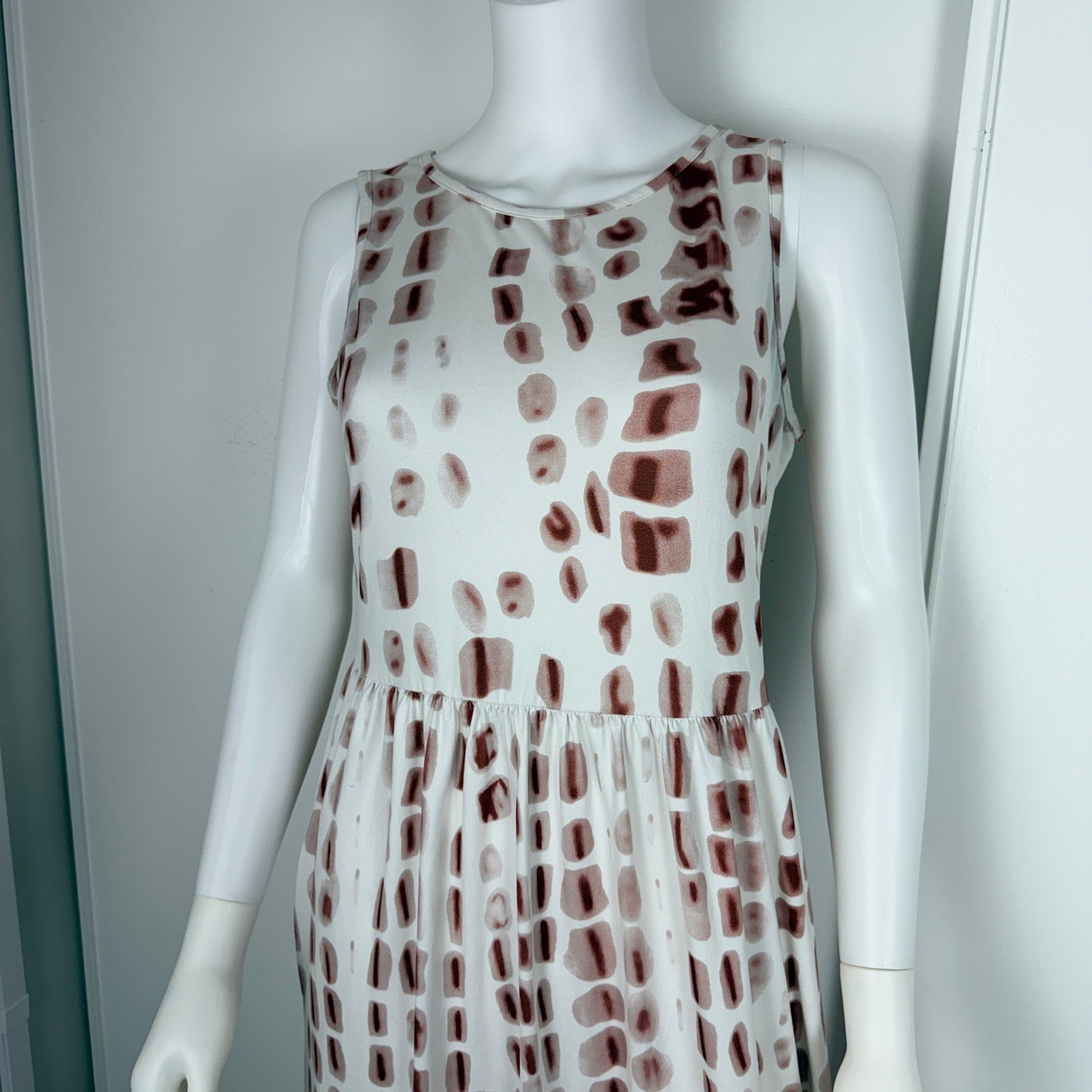 Hount Maxi Dress Womens Medium White Mauve Abstract Sleeveless Casual Boho