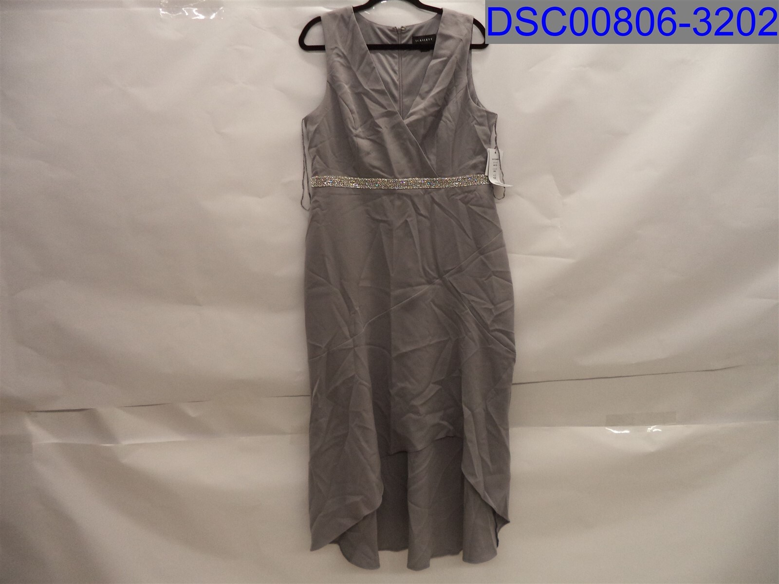 Scarlett, Women’s Gray Dress Size=12 Armpit to Armpit=19″, Waist=18″, Length=52″