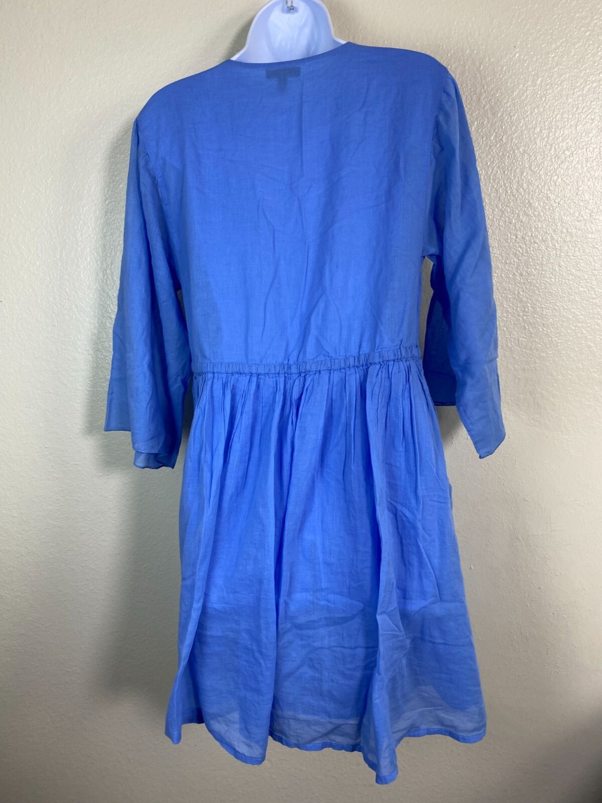 ATM Anthony Thomas Melillo Blue V-Neck Dress size Medium Lightweight 3/4 Sleeve