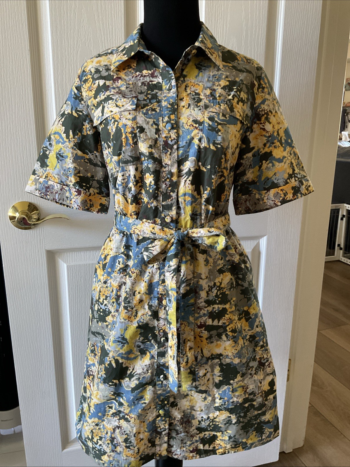 OLIVIA by Livro XS Mini Dress Cotton Printed Summer 100% Crisp Cotton