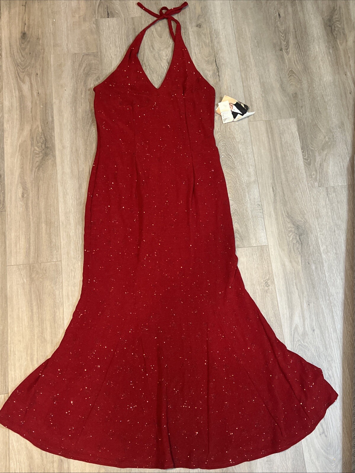 Scott McClintock Millennium 2000 Red Sparkle Halter Evening Dress Size 14W Dress