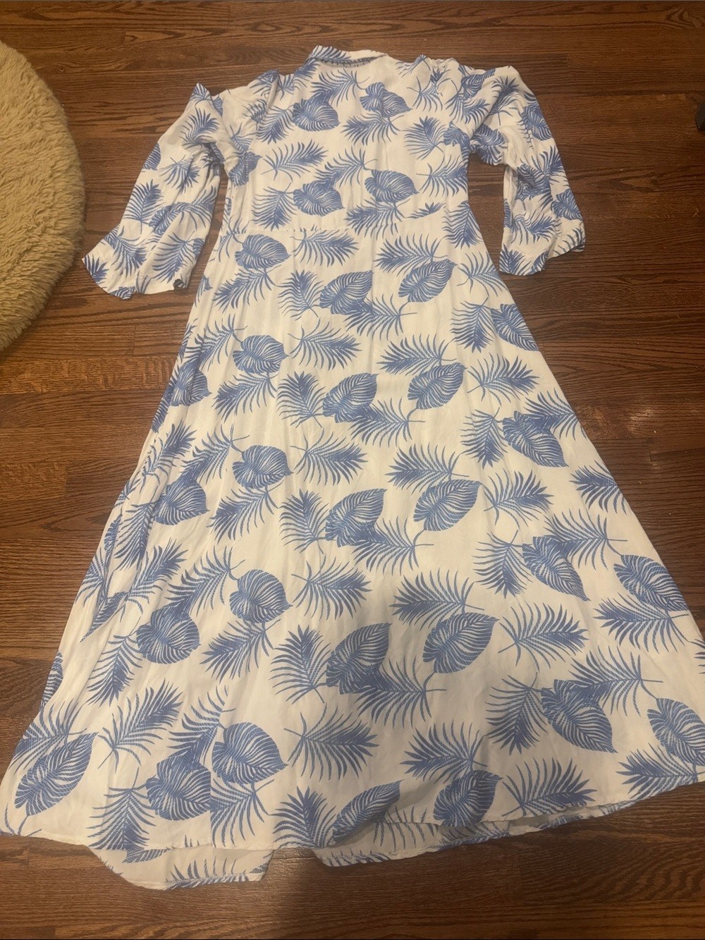 Refka Tropical Leaf Print Button Up Long Sleeve Maxi Dress in Size 12
