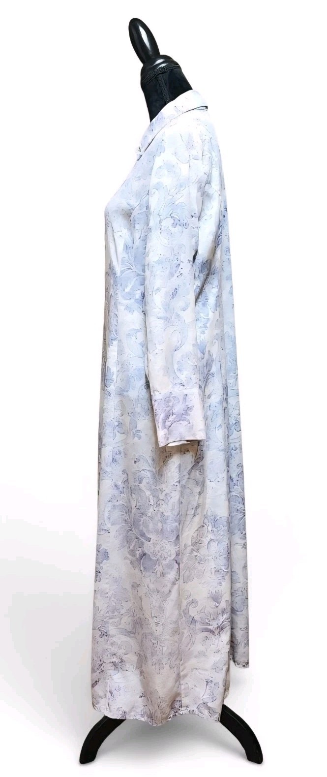 Soft Surroundings Damask Floral Long-Sleeve Maxi Dress Snap Button-Up Medium M
