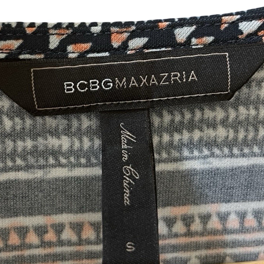 BCBGMaxAzria Adele Wrap Dress Aztec Geometric Print 3/4 Length Sleeves Size S