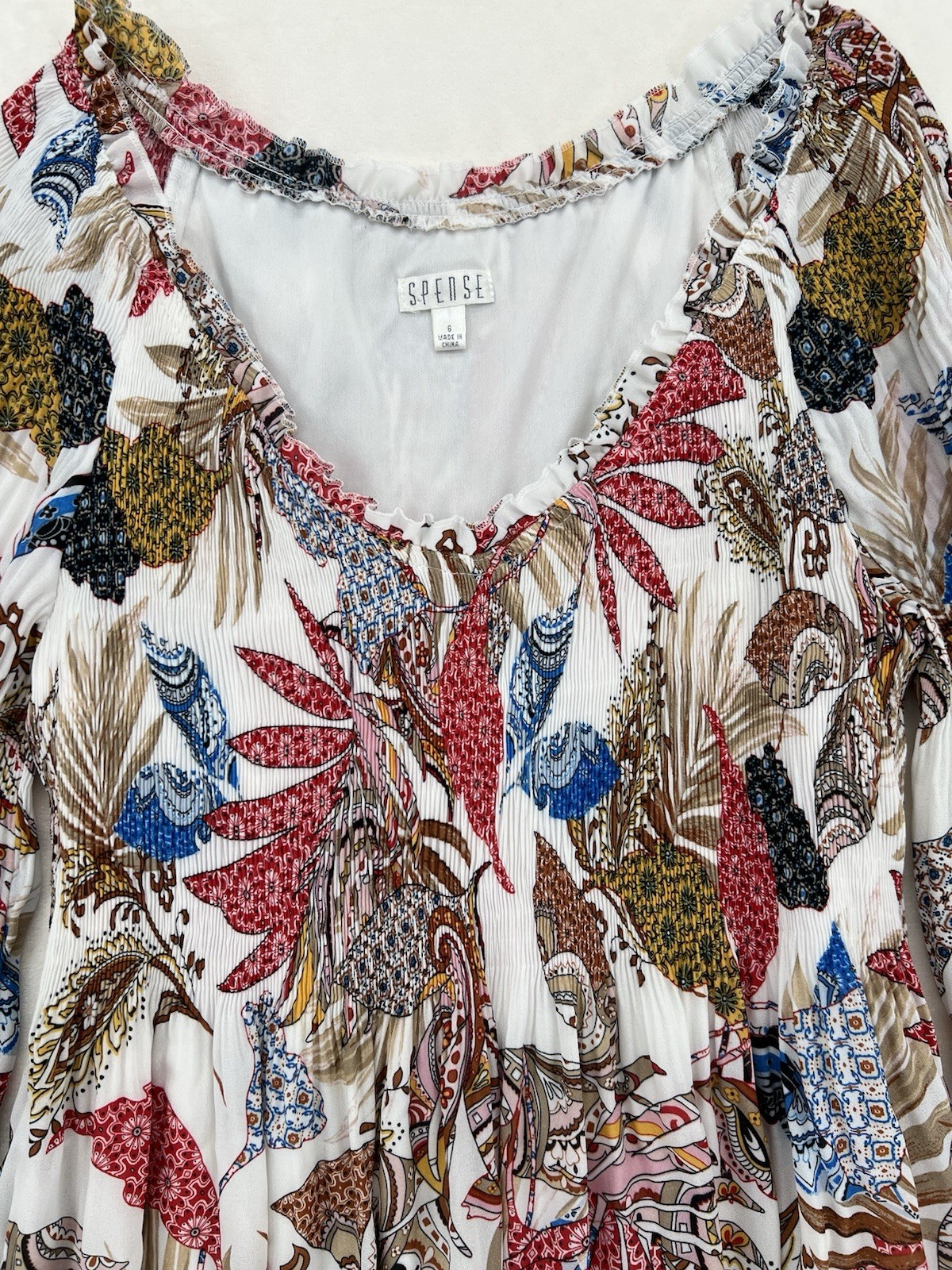 Spense Boho Paisley Peasant Dress Size 6 Bell Sleeve