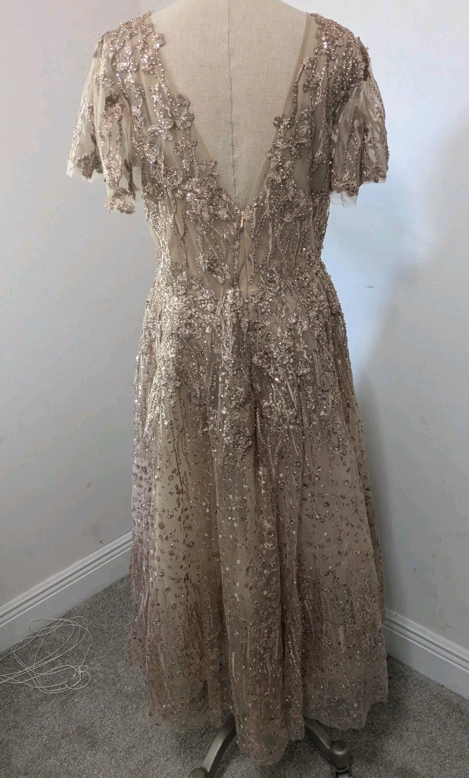 Mac Duggal Embellished Butterfly Fit & Flare Tea-Length Dress Size 12 Wedding