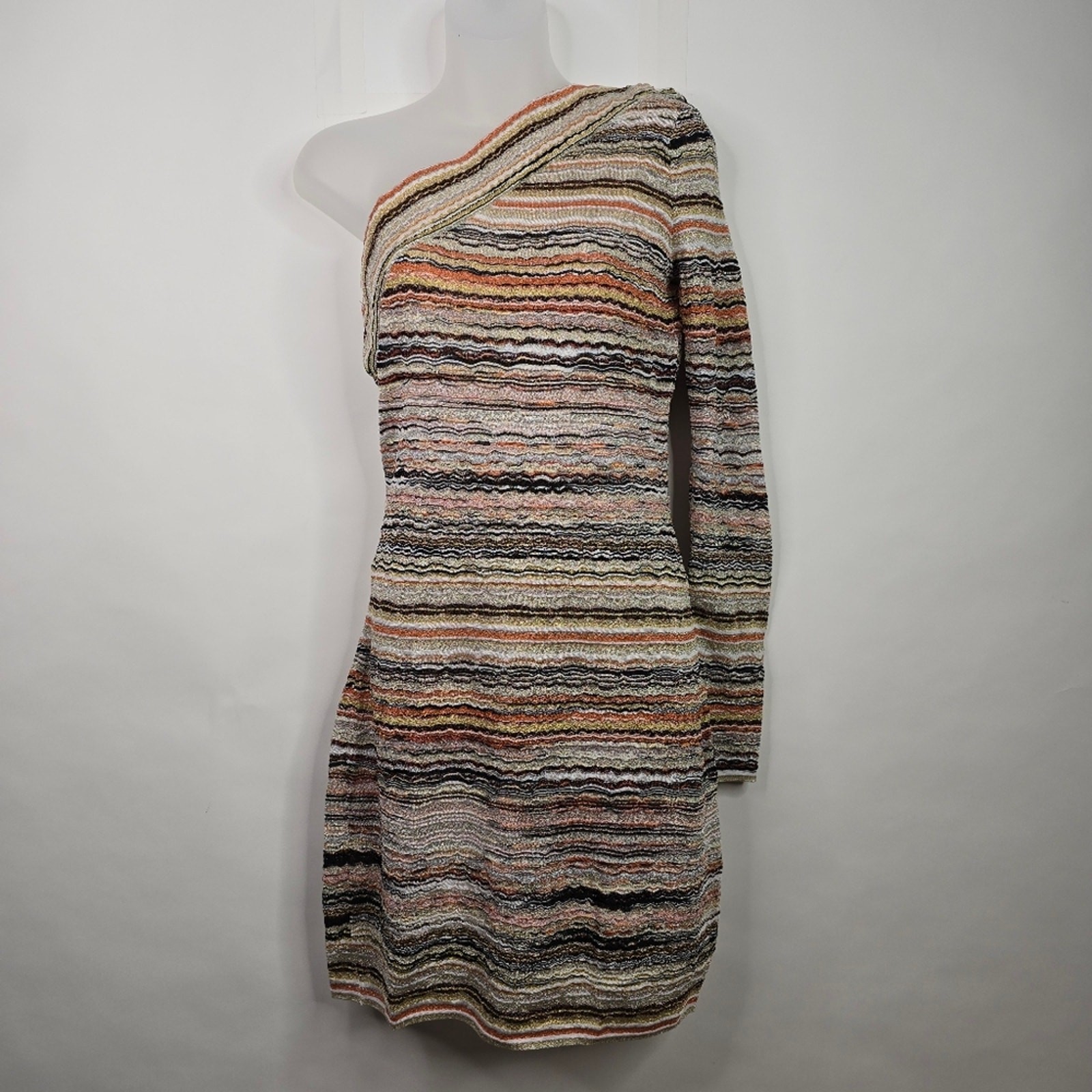 NWT Missoni Multicolor Lamé Wave One-Shoulder Mini Dress