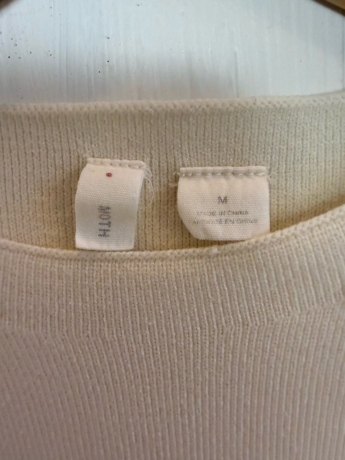Moth Anthropologie Chester Dress Medium Ivory Off White Sweater Bell Sleeve