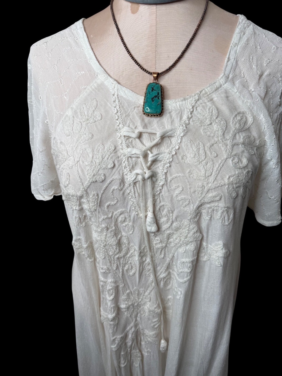 NWT Cute Options Embroidered Boho Dress O/S Rayon Asymmetrical Beach Fairy India