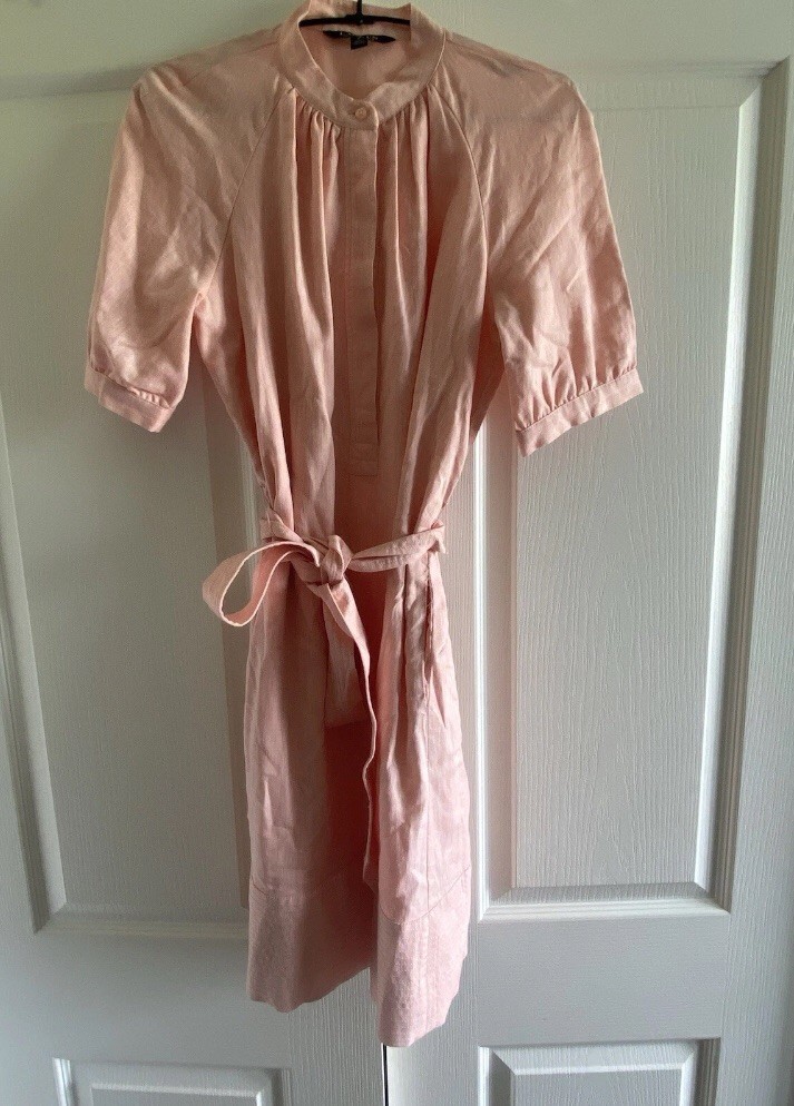 Ralph Lauren Womens Belted Linen Shirt Dress Light Pink Uk6/US2 RRP £189