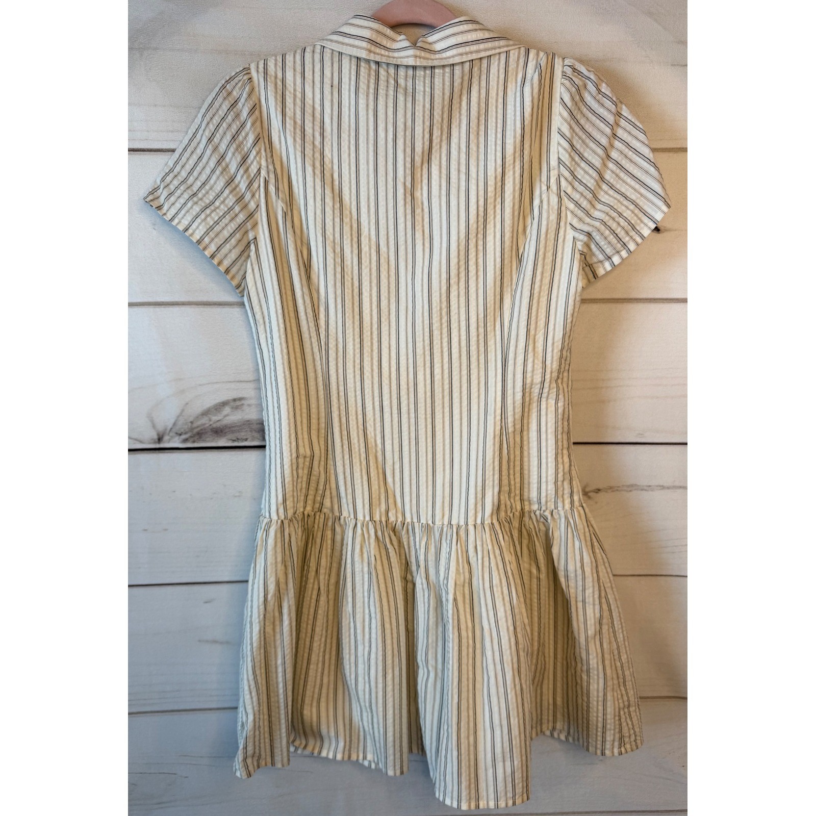 Princess Polly Windswept Shirt Mini Dress Cream Black Stripe US 6 NWT