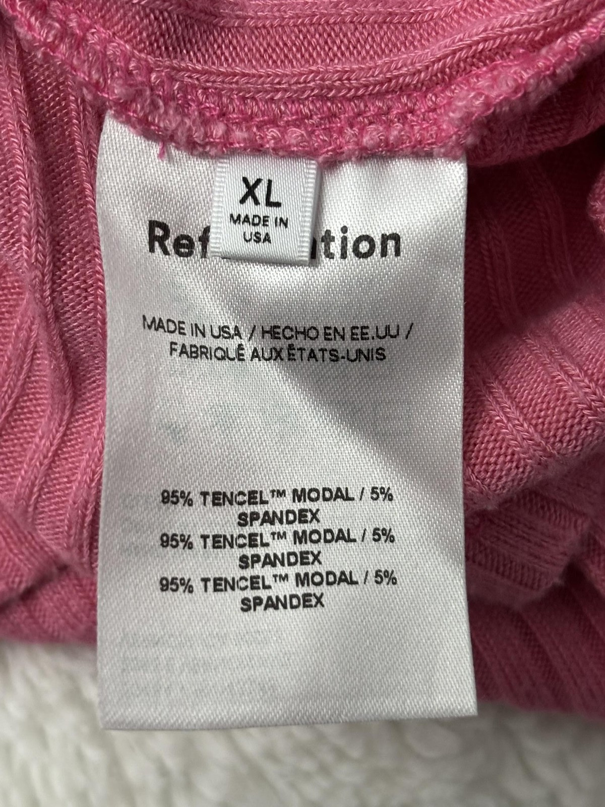 Reformation Paso Ribbed Knit Tank Dress Womens XL Pink Button Front Loungewear
