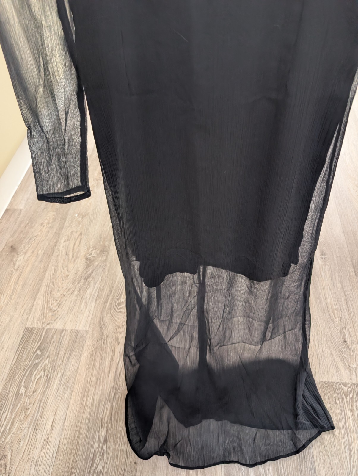 Black Abercrombie & Fitch long sleeve sheer midi dress size X small brand new XS