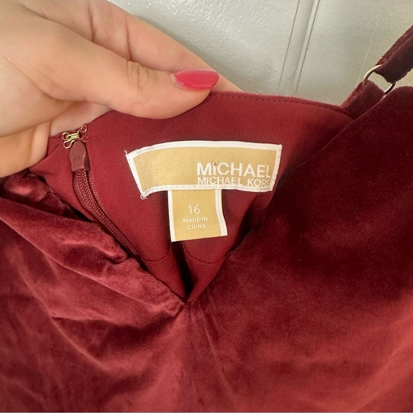 MICHAEL KORS Burgundy Velour Mini Dress Holiday Dark Romantic Sexy Cocktail 16