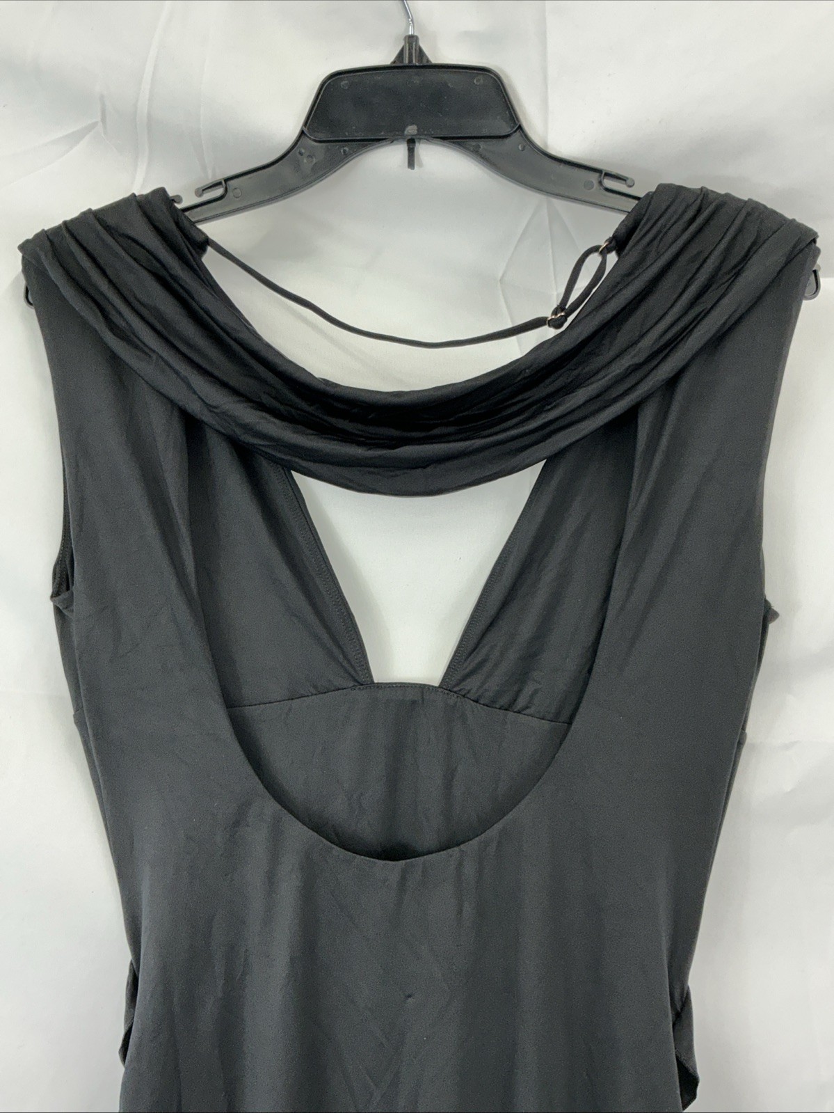 Oh Polly Nalini Draped Open Back A-Line Large Black Mini Dress NWT
