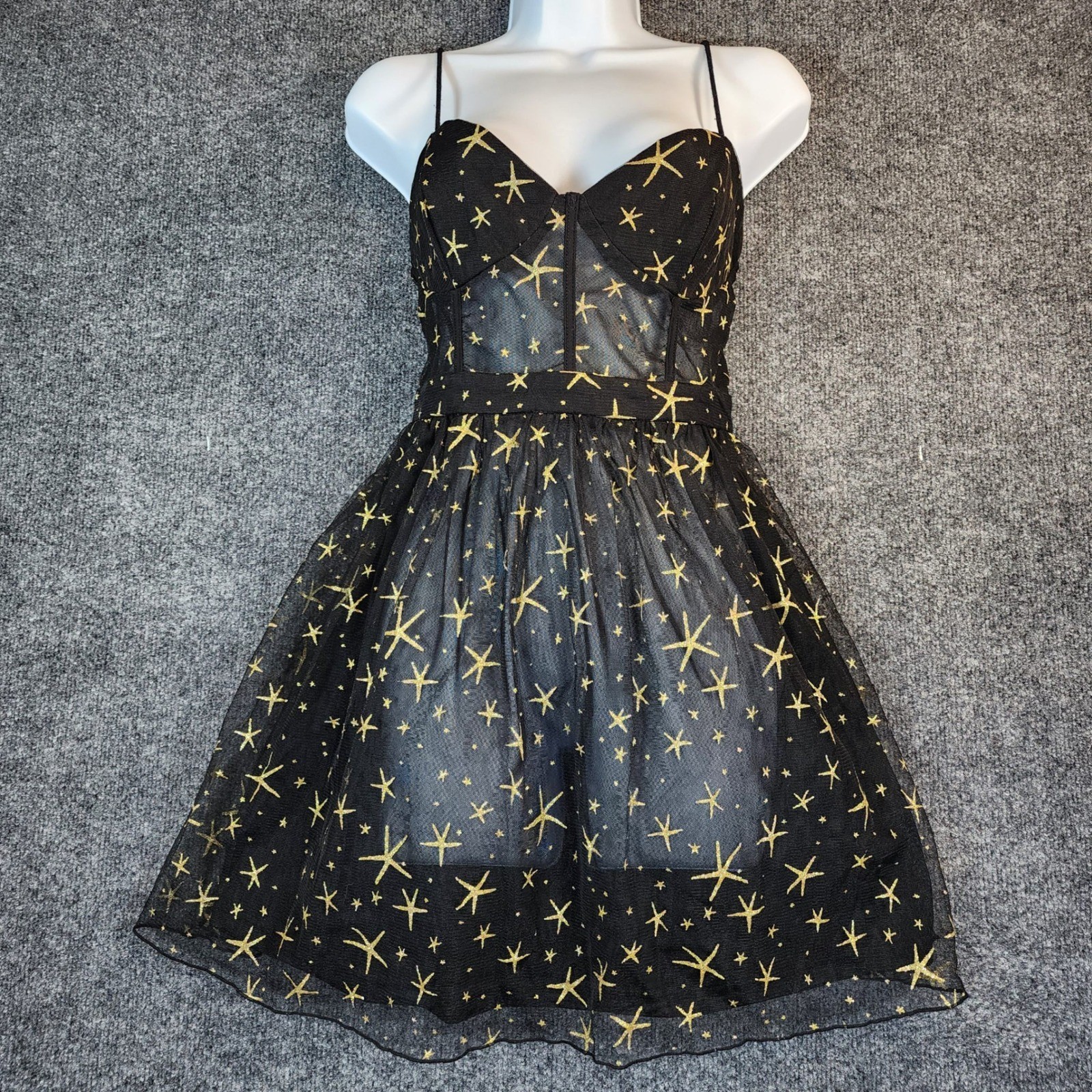 Celestial Fairycore Coquette Princess Whimsigoth Star Mesh Party Dress XL 12