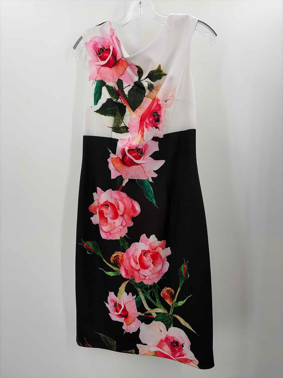 Pre-Owned Joseph Ribkoff Black Size 10 Floral Midi Sleeveless Dress