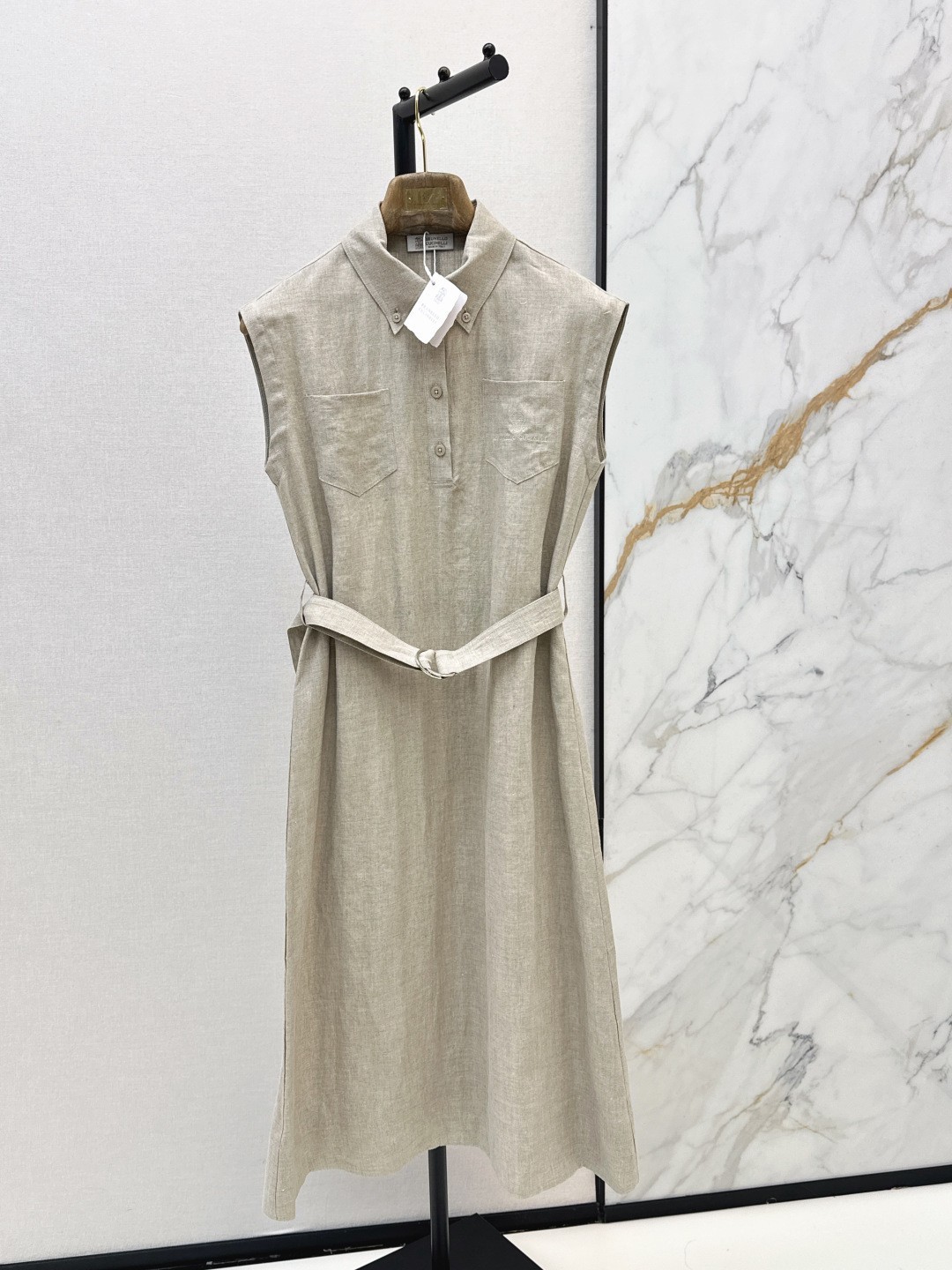 Brunello Cucinelli’s latest Spring/Summer Italian minimalist long linen dress