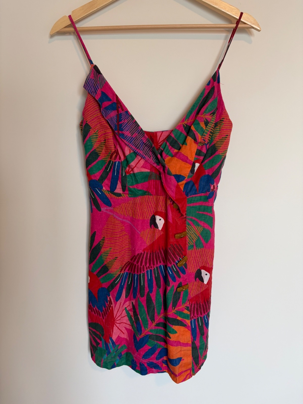 Farm Rio Macaw Linen Minidress Size Medium