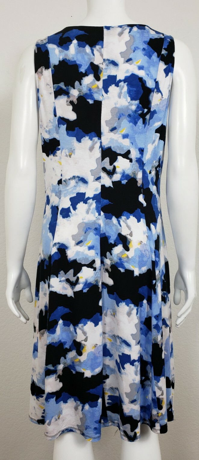 NEW Chelsea & Theodore Dress Size Large Sleeveless Tank Stretch Blue White Black