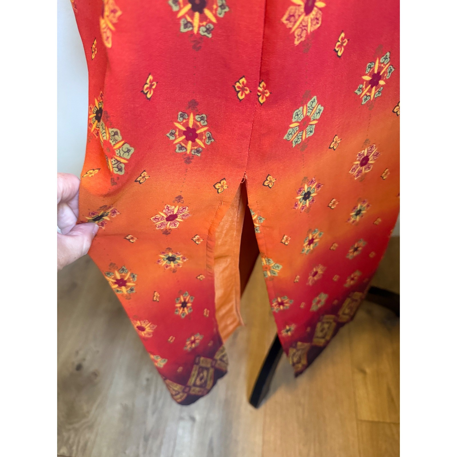 A Wild Thyme Orange Ombre resort beach Maxi Dress 6 boho vintage retro whimsi y