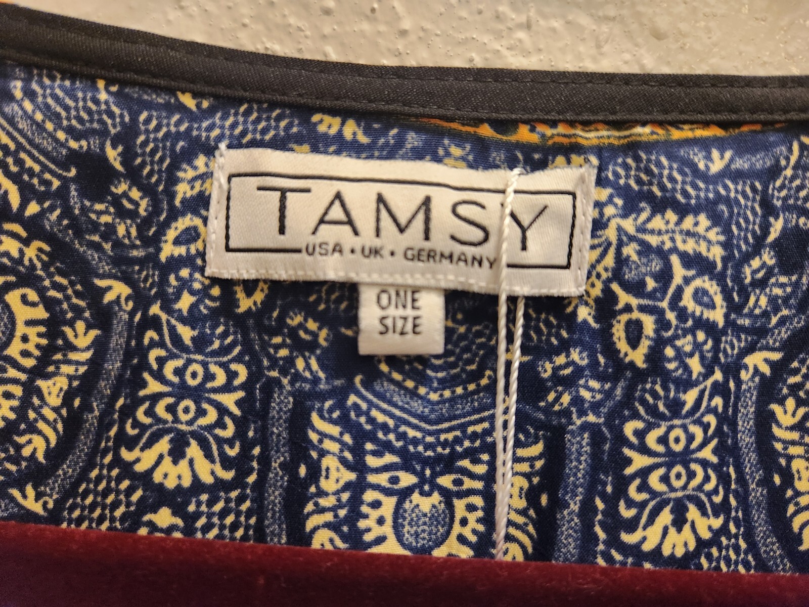 Tamsy Navy Rose Pattern Womens One Size Fits Most Kaftan 44-10