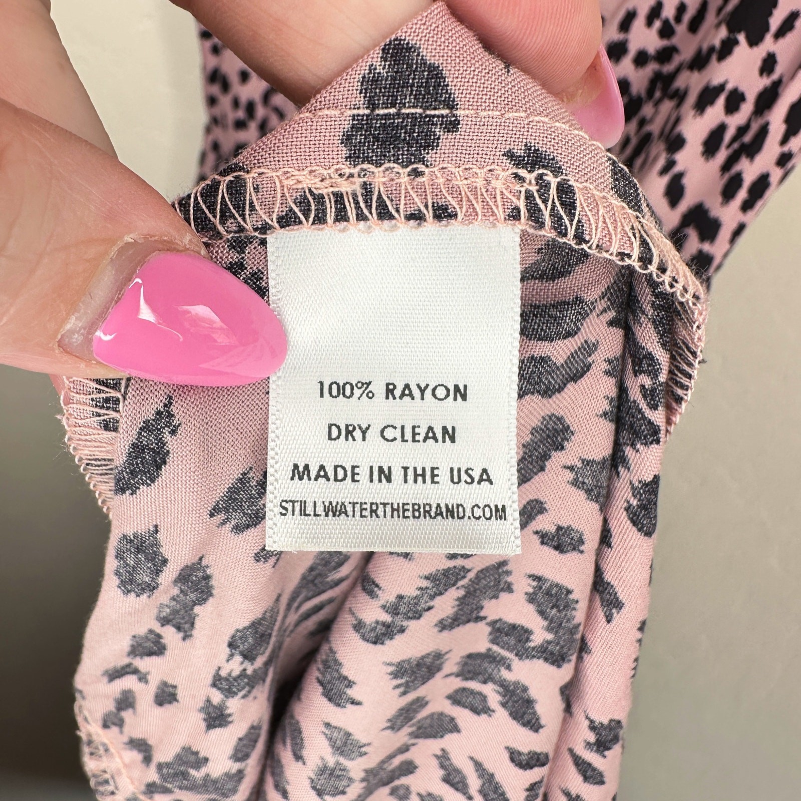 Stillwater Memz Pebbles Pink Cheetah Leopard Print Tiered Leg Slit Maxi Dress XS