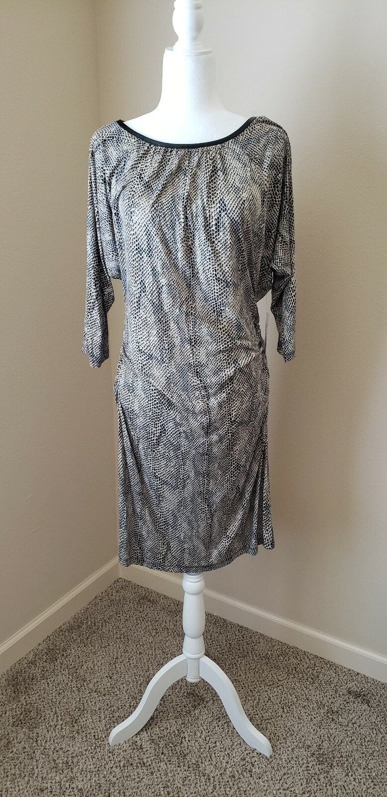Allen B by Allen Schwartz Womens Brown Snake Print Ruched Sides Bodycon Dress L